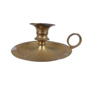 Vintage Brass Candle Stick Holder Lamp Lantern With Handle 4.5 in diameter